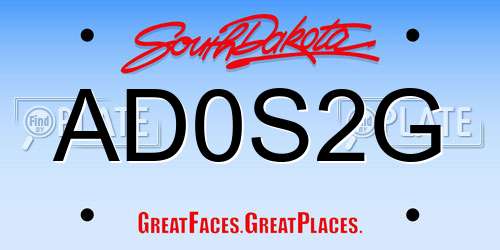AD0S2G South Dakota License Plate