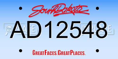 AD12548 South Dakota License Plate