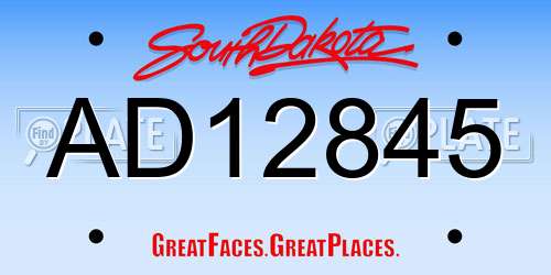 AD12845 South Dakota License Plate
