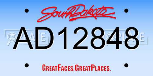 AD12848 South Dakota License Plate
