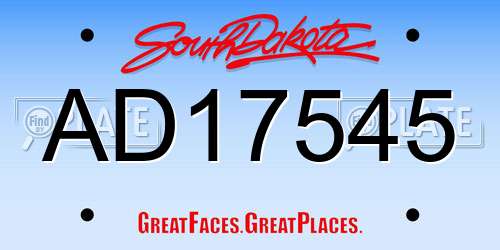 AD17545 South Dakota License Plate