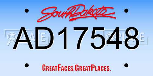 AD17548 South Dakota License Plate