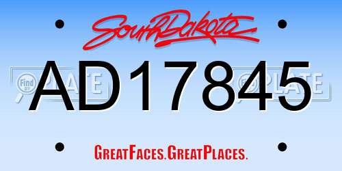 AD17845 South Dakota License Plate