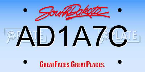 AD1A7C South Dakota License Plate