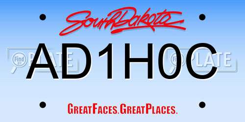 AD1H0C South Dakota License Plate