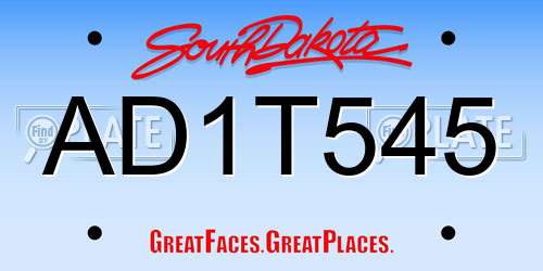 AD1T545 South Dakota License Plate