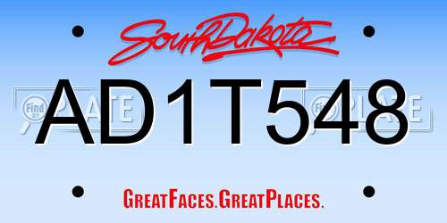 AD1T548 South Dakota License Plate