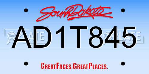 AD1T845 South Dakota License Plate