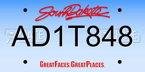 AD1T848 South Dakota License Plate