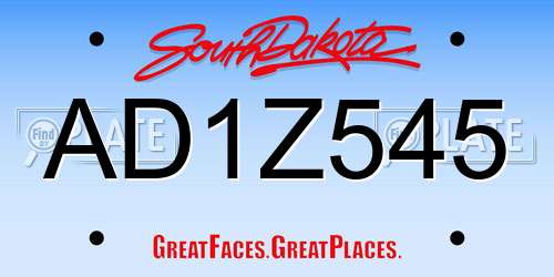AD1Z545 South Dakota License Plate