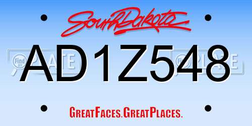 AD1Z548 South Dakota License Plate