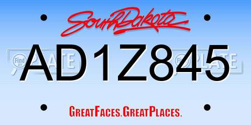 AD1Z845 South Dakota License Plate