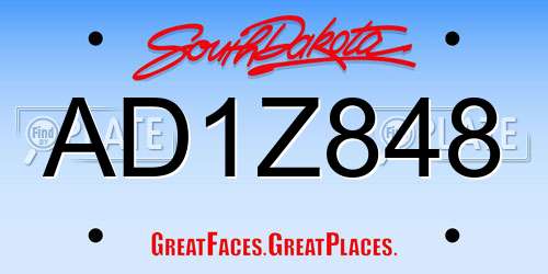 AD1Z848 South Dakota License Plate