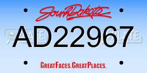 AD22967 South Dakota License Plate