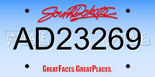 AD23269 South Dakota License Plate