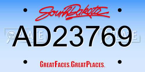 AD23769 South Dakota License Plate