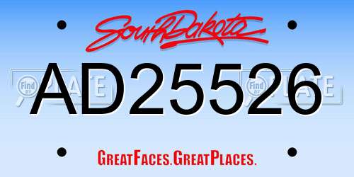 AD25526 South Dakota License Plate