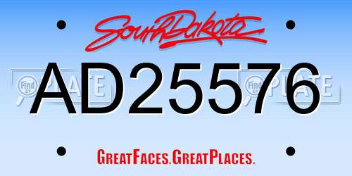 AD25576 South Dakota License Plate