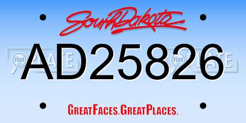 AD25826 South Dakota License Plate