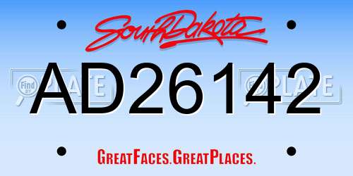 AD26142 South Dakota License Plate