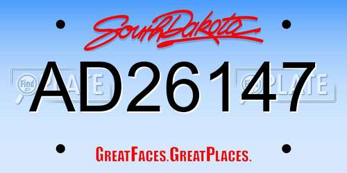 AD26147 South Dakota License Plate