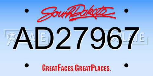 AD27967 South Dakota License Plate