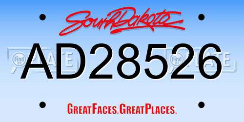 AD28526 South Dakota License Plate