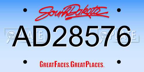AD28576 South Dakota License Plate