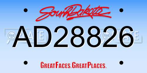 AD28826 South Dakota License Plate