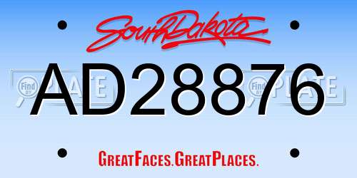AD28876 South Dakota License Plate