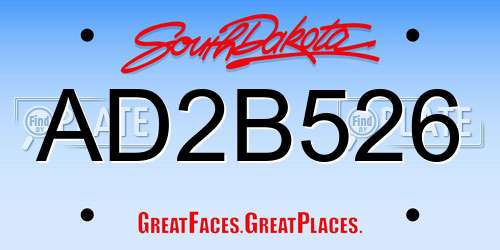 AD2B526 South Dakota License Plate