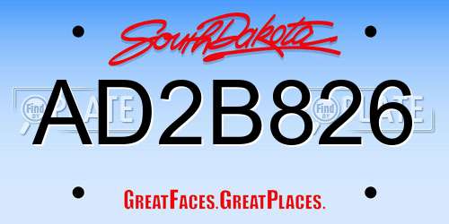AD2B826 South Dakota License Plate
