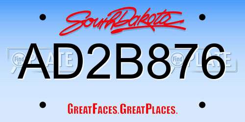 AD2B876 South Dakota License Plate