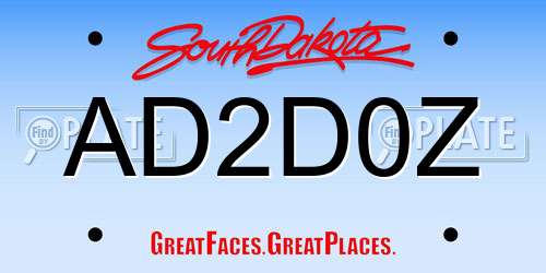 AD2D0Z South Dakota License Plate