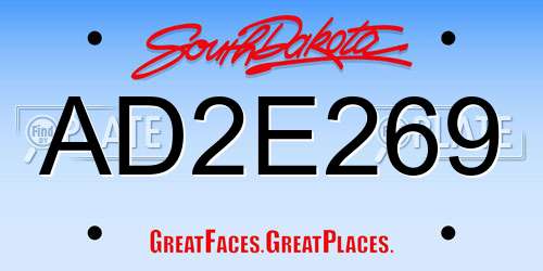 AD2E269 South Dakota License Plate