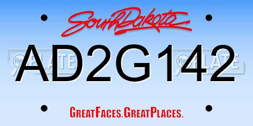 AD2G142 South Dakota License Plate
