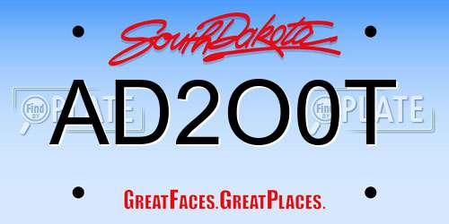 AD2O0T South Dakota License Plate