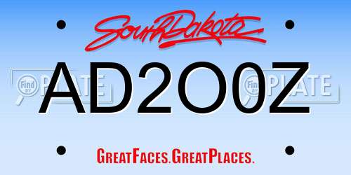 AD2O0Z South Dakota License Plate