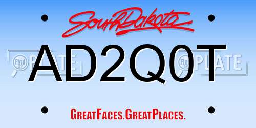 AD2Q0T South Dakota License Plate