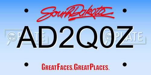 AD2Q0Z South Dakota License Plate