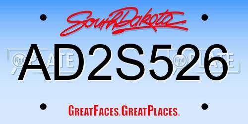 AD2S526 South Dakota License Plate