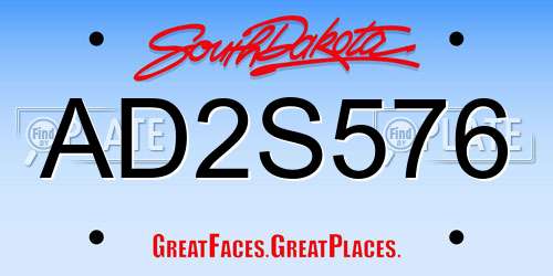 AD2S576 South Dakota License Plate