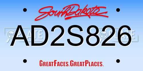AD2S826 South Dakota License Plate