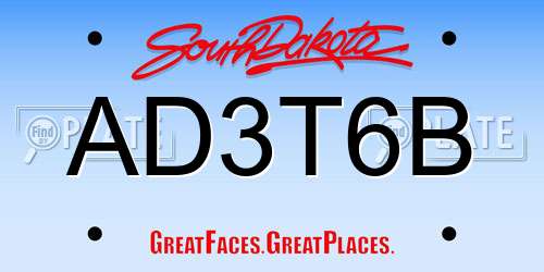 AD3T6B South Dakota License Plate
