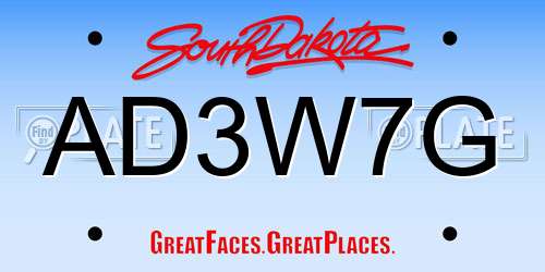 AD3W7G South Dakota License Plate