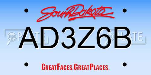 AD3Z6B South Dakota License Plate