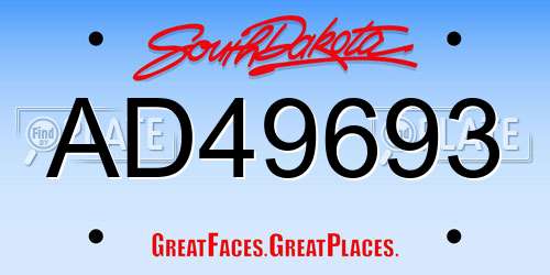AD49693 South Dakota License Plate