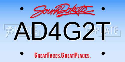AD4G2T South Dakota License Plate