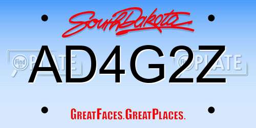 AD4G2Z South Dakota License Plate