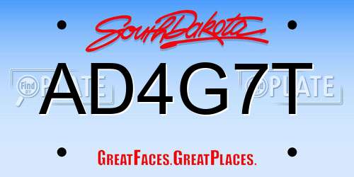 AD4G7T South Dakota License Plate